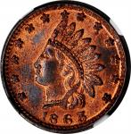 1863 Indian Head / Crossed Cannons, Drum, Flags and Liberty Cap. Fuld-82/352A a. Rarity-2. Copper. P
