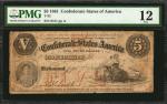 T-32. Confederate Currency. 1861 $5. PMG Fine 12.