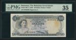 Bahamas Government, $10, 1967, serial number B 350404, grey and lilac and pink, Elizabeth II at left