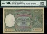 Reserve Bank of India, 100 rupees, Lahore, ND (1943), serial number A/91 144511, lilac and green, Ge