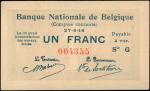 BELGIUM. Banque Nationale de Belgique. 1 Franc, 1914. P-81. Uncirculated.