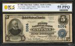 Gaffney, South Carolina. $5 1902 Plain Back. Fr. 606. The First NB. Charter #5064. PCGS Banknote Abo