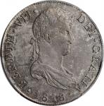 GUATEMALA. 8 Reales, 1818-NG M. Nueva Guatemala Mint. Ferdinand VII. PCGS AU-50 Gold Shield.