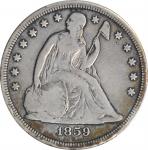 1859-S Liberty Seated Silver Dollar. OC-2. Rarity-4. Repunched Date. Fine Details--Cleaned (PCGS).