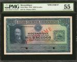 1945年莫桑比克大西洋银行1000埃斯库多。MOZAMBIQUE. Banco Nacional Ultramarino. 1000 Escudos, 1945. P-99as. About Unc