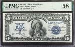 Fr. 271. 1899 $5 Silver Certificate. PMG Choice About Uncirculated 58.