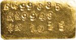 民国中央造币厂铸一两金锭一枚，背布图，重量:31.7g,极美品