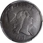 1797 Liberty Cap Half Cent. C-1. Rarity-2. 1 Above 1--Overstruck on a Cut-Down Talbot, Allum & Lee C