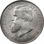 BRAZIL. 2000 Reis, 1889. Rio de Janeiro Mint. Pedro II. NGC MS-62.