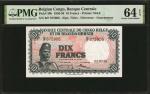 1956-59年比利时刚果恩卢旺达 - 乌隆地中央银行10法郎。 BELGIAN CONGO. Centrale Bank Van Belgisch-Congo En Ruanda-Urundi. 1
