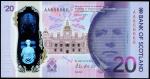 Bank of Scotland, £20 polymer issue, 1 June 2019, serial number AA 666666, purple, indigo and dark r