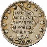 New Hampshire--Nashua. MAKERS / AMERICAN / SHEARER / MFG CO. / NASHUA N.H. / U.S.A. on an 1889 Nicke