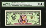 Disney Dollar. 1998. $5. PMG Choice Uncirculated 64 EPQ.