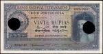 PORTUGUESE INDIA. Banco Nacional Ultramarino. 20 Rupees, 1945. P-37. About Uncirculated.