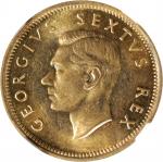 1952年1/2 Sovereign。比勒陀利亚铸币厂。SOUTH AFRICA. 1/2 Sovereign, 1952. Pretoria Mint. George VI. NGC MS-63.