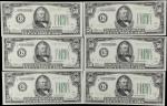 Lot of (6). Fr. 2102-G. 1934 $50 Federal Reserve Note. Chicago. Choice Uncirculated. Consecutive Ser