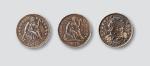 1838年、1842年、1872年美国5分银币各一枚