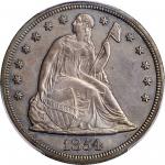 1854 Liberty Seated Silver Dollar. Restrike. OC-P3. Rarity-7-. Blundered Date. Proof-62 (PCGS).