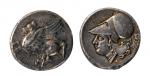 古希腊雅典娜飞马德拉克马银币 8. 4g，打制精美，保存完好，极美品