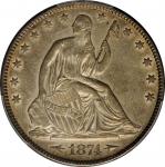 1874 Liberty Seated Half Dollar. Arrows. WB-102. Large Arrows. AU Details--Cleaned (PCGS).