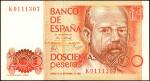 SPAIN. Banco De Espana. 200 Pesetas, 1980. P-156. Uncirculated.