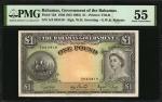 BAHAMAS. Government of the Bahamas. 1 Pound, 1936 ND (1963). P-15d. PMG About Uncirculated 55.
