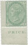 Postage Stamps. Great Britain : 1873 Spray 1/- (Shilling), green, pl 13, lower marginal example with