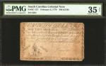 SC-157. South Carolina. February 8, 1779. $80. PMG Choice Very Fine 35 Net. Repaired; Stained.