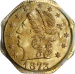 1873 Octagonal 25 Cents. BG-728. Rarity-3. Liberty Head. MS-65 (PCGS).