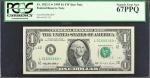 Fr. 1922-L*. 1995 $1  Federal Reserve Star Note. San Francisco. PCGS Currency Superb Gem New 67 PPQ.