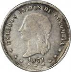 COLOMBIA. 1871-P 5 Decimos. Popayán mint. Restrepo 295.3. VF-20 (PCGS).