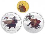 2009年中国古典文学名著《水浒传》(第1组)纪念彩色金币1/3盎司宋江等三枚 完未流通