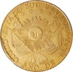 PERU. South Peru. 8 Escudos, 1837-CUZCO BA. Cuzco Mint. PCGS Genuine--Tooled, Unc Details.