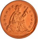 1876 Philadelphia Centennial Exposition Medallion. Brick Red Terra Cotta. 65 mm. Mint State, Damaged