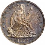 1862 Pattern Liberty Seated Half Dollar. Judd-295, Pollock-353. Rarity-5. Silver. Reeded Edge. Proof