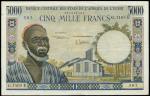 Banque Centrale des Etats de LAfrique de LOuest, Mauritania 5000 Francs, ND(1961-65), serial number 