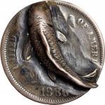 Koi Fish Pop Out Repousse Coin on an 1886 Liberty Seated Dime. Extremely Fine.
