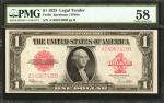 Fr. 40. 1923 $1 Legal Tender Note. PMG Choice About Uncirculated 58.