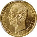 DANISH WEST INDIES. 4 Daler (20 Francs), 1904-P GJ. Copenhagen Mint. Christian IX. PCGS MS-64 Gold S