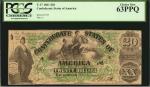 T-17. Confederate Currency. 1861 $20. PCGS Currency Choice New 63 PPQ.
