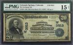Colorado Springs, Colorado. $20 1902 Date Back. Fr. 644. The Exchange NB. Charter #3913. PMG Choice 