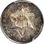 1854 Silver Three-Cent Piece. Proof-64 Cameo (PCGS). CAC.