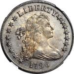 1796 Draped Bust Silver Dollar. BB-65, B-5. Rarity-4. Large Date, Small Letters. AU-58 (NGC).