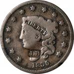 J.B in a box punch on an 1835 Matron Head large cent. Brunk B-51, Rulau-Unlisted. Host coin Very Goo