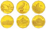 1994、1995、1997年中国近代名画系列纪念金币1/2盎司一套三枚 完未流通