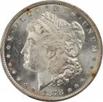 1878 Morgan Silver Dollar. 7 Tailfeathers. Reverse of 1879. MS-64 (PCGS).
