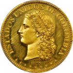 COLOMBIA. 1873 pattern 10 Pesos. Medellín mint. Gold. Restrepo-60var. SP-62 (PCGS).