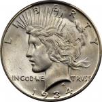 1934-S Peace Silver Dollar. MS-66 (PCGS).