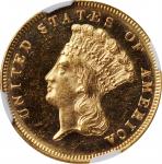 1870 Three-Dollar Gold Piece. MS-61 (NGC).