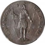1787 Massachusetts Cent. Ryder 4-C, W-6100. Rarity-4-. Arrows in Left Talon, Bowed Head. AU-53 (PCGS